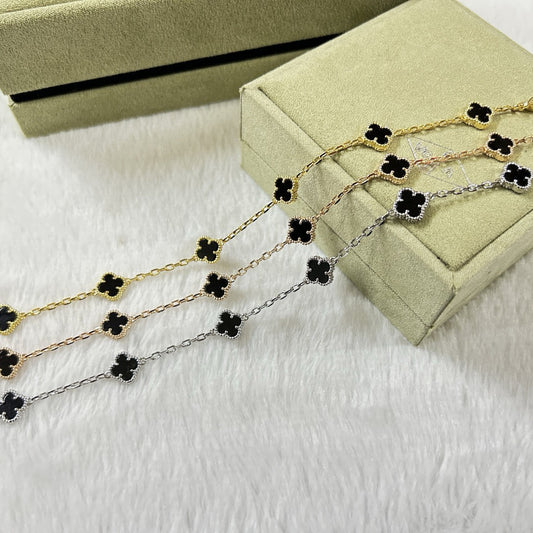 [[Radiant Gem]¯]CLOVER 6 MOTIF  ONYXS BRACELET