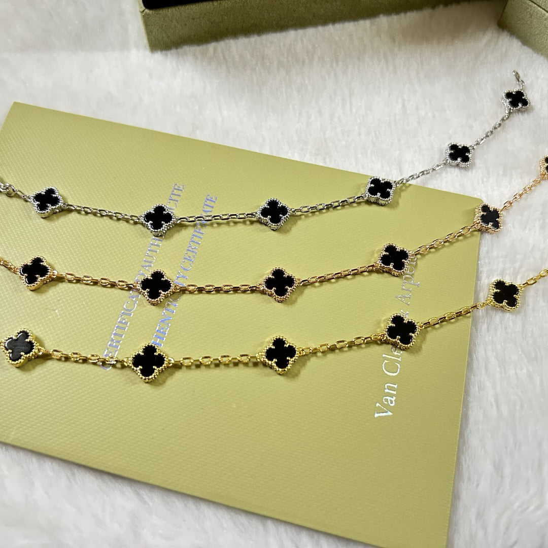[[Radiant Gem]¯]CLOVER 6 MOTIF  ONYXS BRACELET