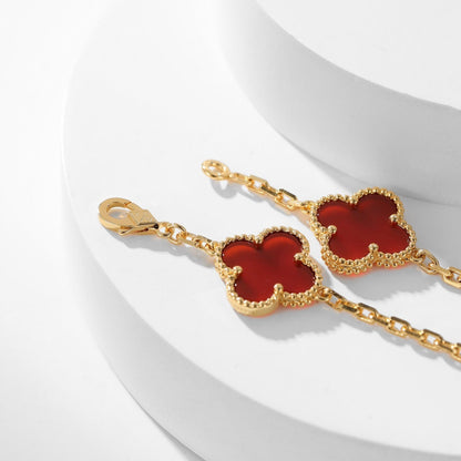 [Radiant Gem]¯CLOVER 10 MOTIFS CARNELIAN NECKLACE