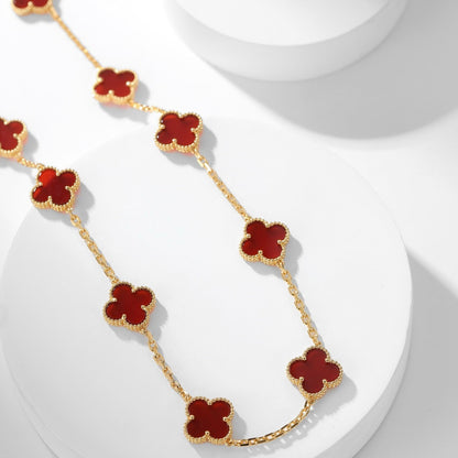 [Radiant Gem]¯CLOVER 10 MOTIFS CARNELIAN NECKLACE
