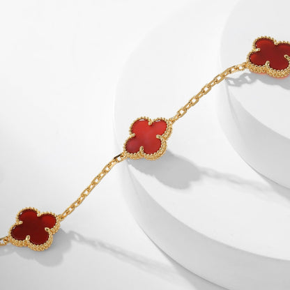 [Radiant Gem]¯CLOVER 10 MOTIFS CARNELIAN NECKLACE