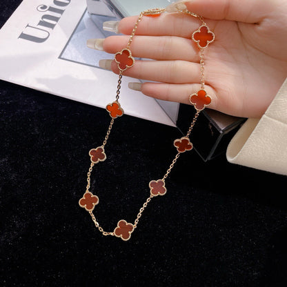 [Radiant Gem]¯CLOVER 10 MOTIFS CARNELIAN NECKLACE