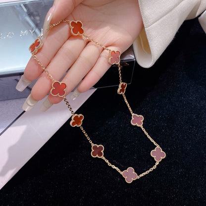 [Radiant Gem]¯CLOVER 10 MOTIFS CARNELIAN NECKLACE