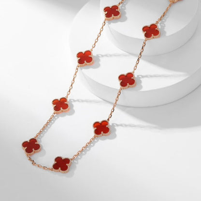 [Radiant Gem]¯CLOVER 10 MOTIFS CARNELIAN NECKLACE