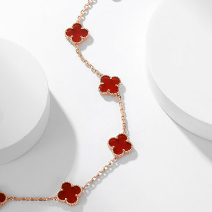 [Radiant Gem]¯CLOVER 10 MOTIFS CARNELIAN NECKLACE