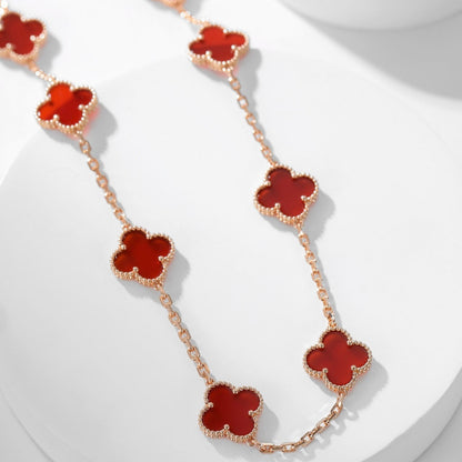 [Radiant Gem]¯CLOVER 10 MOTIFS CARNELIAN NECKLACE