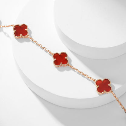 [Radiant Gem]¯CLOVER 10 MOTIFS CARNELIAN NECKLACE