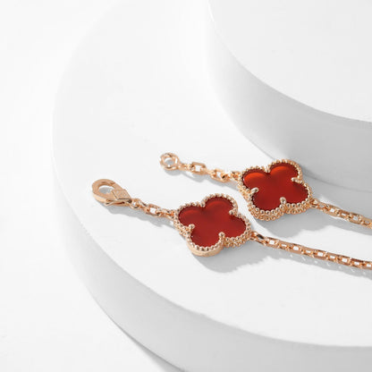 [Radiant Gem]¯CLOVER 10 MOTIFS CARNELIAN NECKLACE