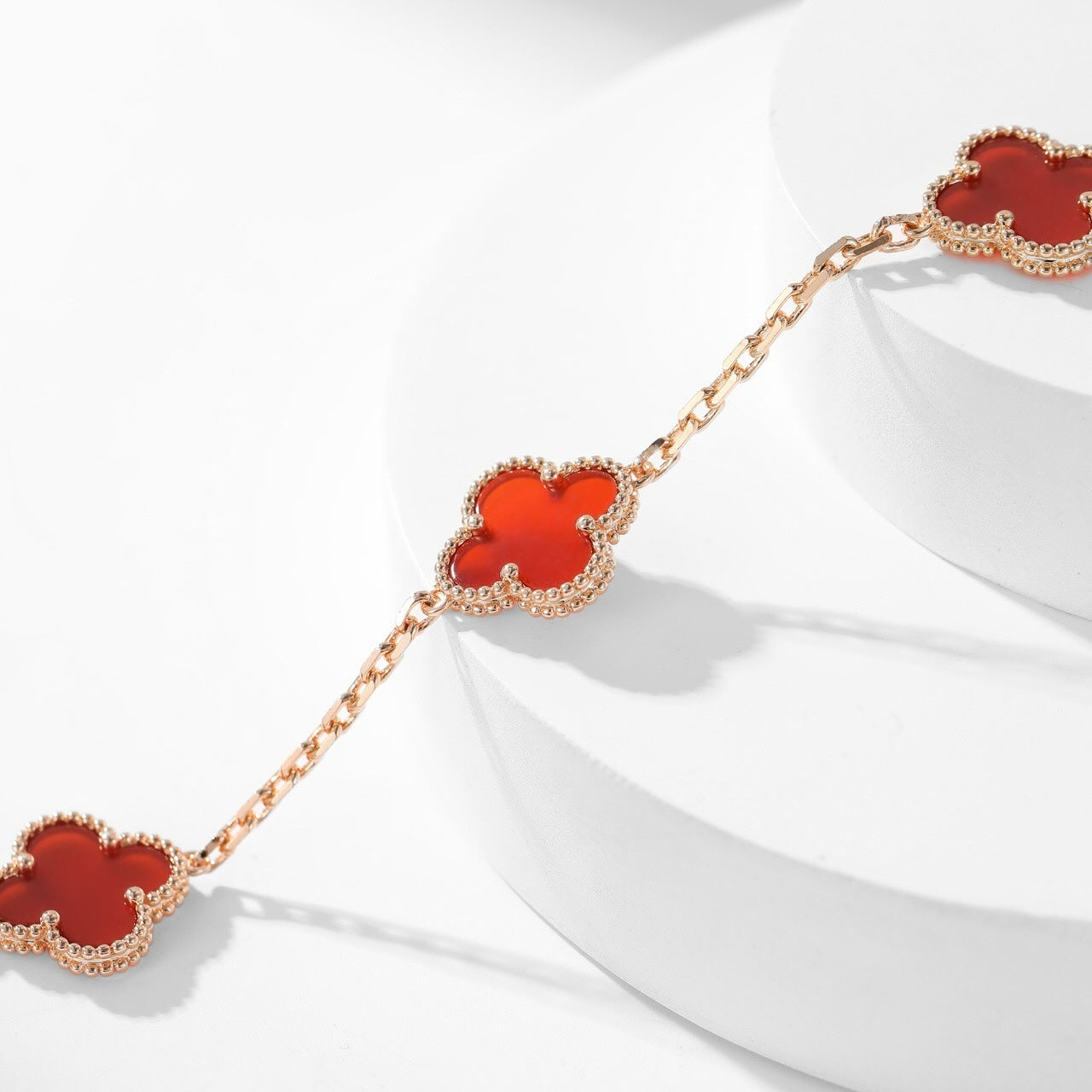 [Radiant Gem]¯CLOVER 10 MOTIFS CARNELIAN NECKLACE