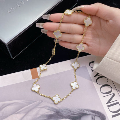 [Radiant Gem]¯CLOVER 10 MOTIFS WHITE MOTHER OF PEARL NECKLACE