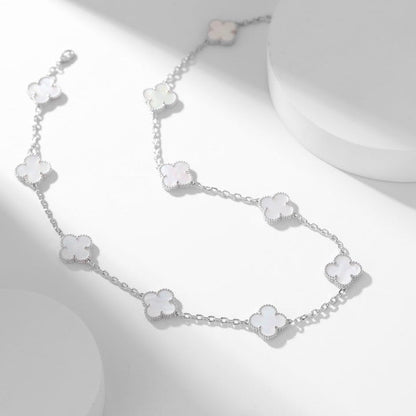 [Radiant Gem]¯CLOVER 10 MOTIFS WHITE MOTHER OF PEARL NECKLACE