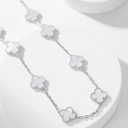 [Radiant Gem]¯CLOVER 10 MOTIFS WHITE MOTHER OF PEARL NECKLACE