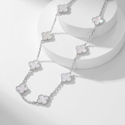 [Radiant Gem]¯CLOVER 10 MOTIFS WHITE MOTHER OF PEARL NECKLACE