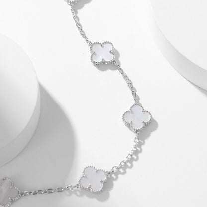 [Radiant Gem]¯CLOVER 10 MOTIFS WHITE MOTHER OF PEARL NECKLACE