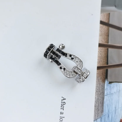 [Radiant Gem]¯FORCE LARGE HORSESHOE BLACK WHITE DIAMOND BRACELET SILVER