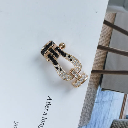 [Radiant Gem]¯FORCE LARGE HORSESHOE BLACK WHITE DIAMOND BRACELET ROSE GOLD