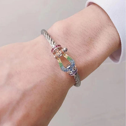 [Radiant Gem]¯FORC LARGE HORSESHOE  COLORED DIAMOND BRACELET SILVER