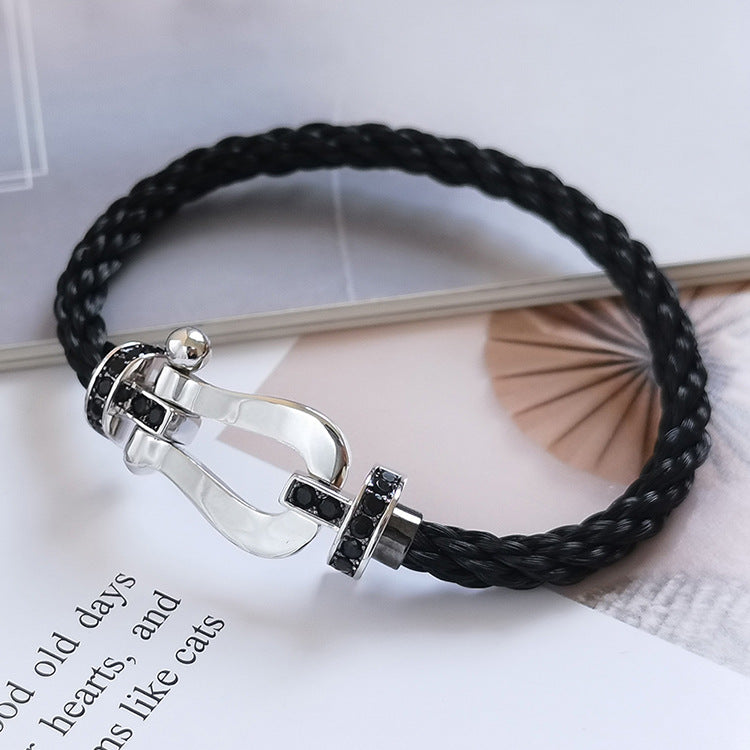 [Radiant Gem]¯FORCE LARGE HORSESHOE BLACK DIAMOND BRACELET SILVER