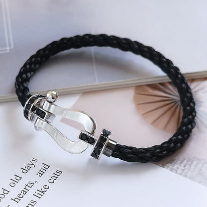 [Radiant Gem]¯FORCE LARGE HORSESHOE BLACK DIAMOND BRACELET SILVER
