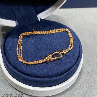 [Radiant Gem]¯FORCE SMALL HORSESHOE  DIAMOND CHAIN ROPE BRACELET