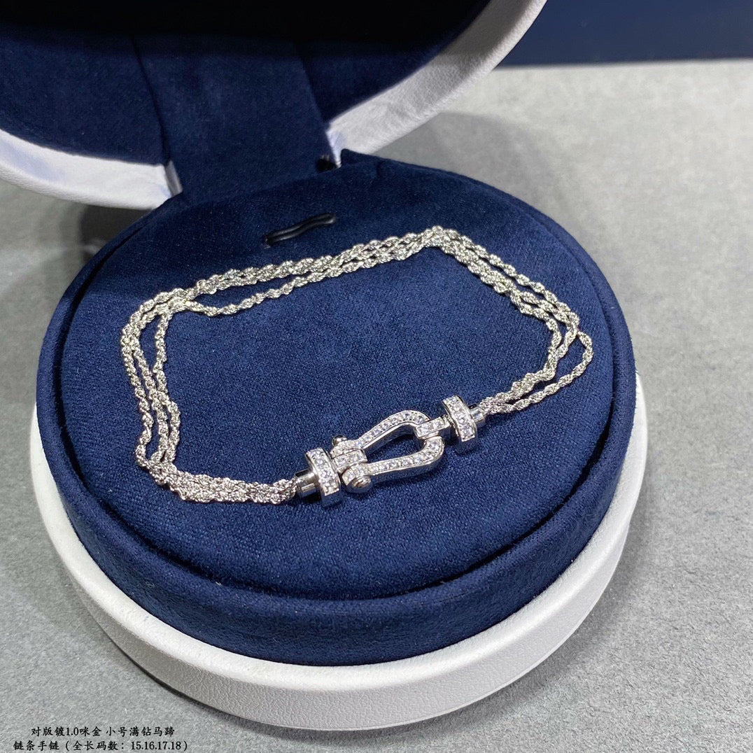 [Radiant Gem]¯FORCE SMALL HORSESHOE  DIAMOND CHAIN ROPE BRACELET