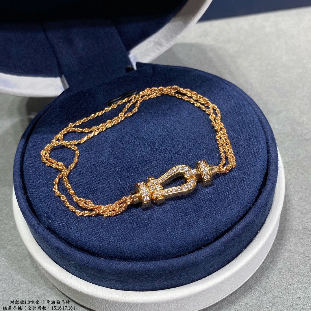 [Radiant Gem]¯FORCE SMALL HORSESHOE  DIAMOND CHAIN ROPE BRACELET
