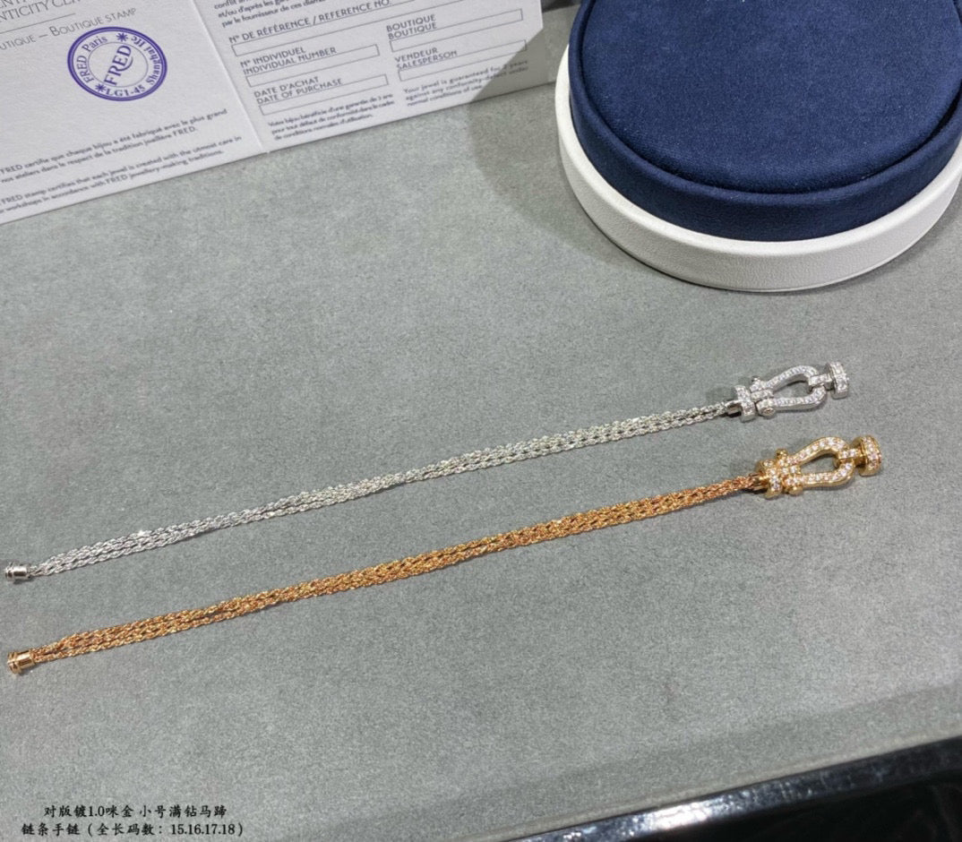 [Radiant Gem]¯FORCE SMALL HORSESHOE  DIAMOND CHAIN ROPE BRACELET