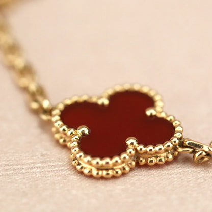 [Radiant Gem]New  CLOVER 5 MOTIF RED CORNELIAN BRACELET COLLECTION