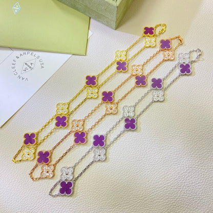 [Radiant Gem]¯CLOVER 10 MOTIFS  PURPLE VIOLET DIAMOND NECKLACE