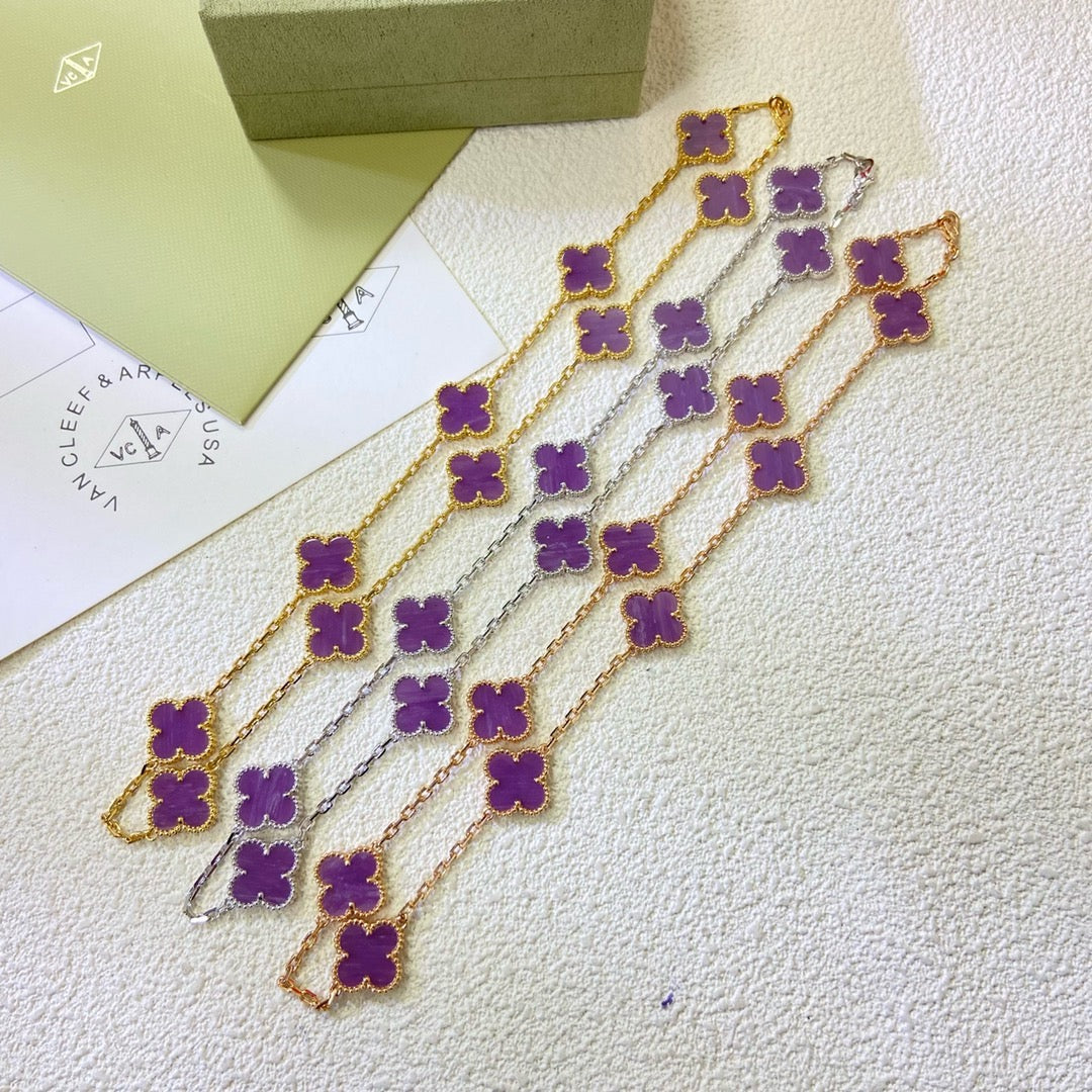 [Radiant Gem]¯CLOVER 10 MOTIFS  PURPLE VIOLET  NECKLACE