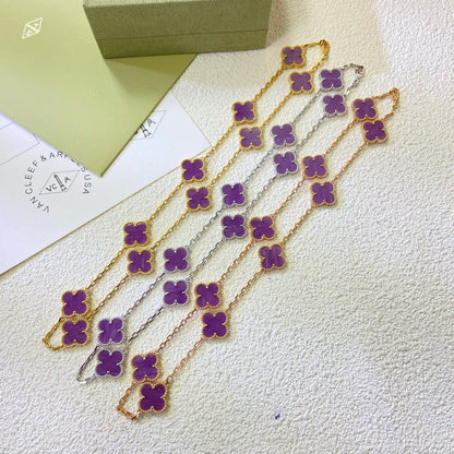 [Radiant Gem]¯CLOVER 10 MOTIFS  PURPLE VIOLET  NECKLACE