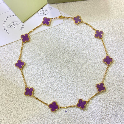 [Radiant Gem]¯CLOVER 10 MOTIFS  PURPLE VIOLET  NECKLACE
