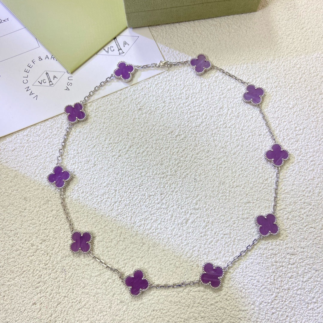 [Radiant Gem]¯CLOVER 10 MOTIFS  PURPLE VIOLET  NECKLACE