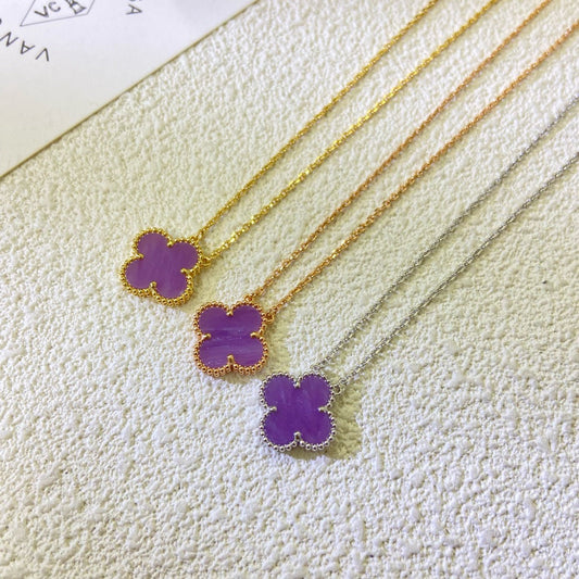 [Radiant Gem]¯CLOVER 15MM  PURPLE VIOLET NECKLACE