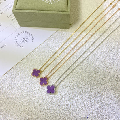 [Radiant Gem]¯CLOVER 15MM  PURPLE VIOLET NECKLACE