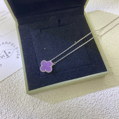 [Radiant Gem]¯CLOVER 15MM  PURPLE VIOLET NECKLACE