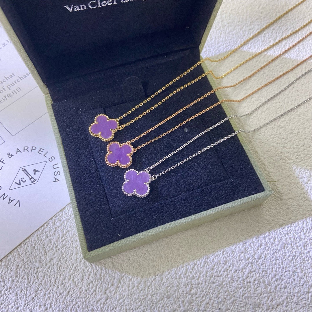 [Radiant Gem]¯CLOVER 15MM  PURPLE VIOLET NECKLACE