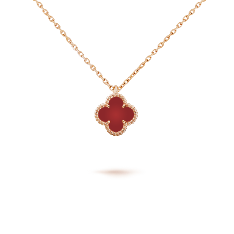 [Radiant Gem]¯CLOVER MINI 9.5MM WHITE CARNELIANS NECKLACE