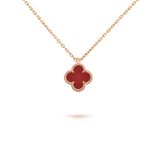 [Radiant Gem]¯CLOVER MINI 9.5MM WHITE CARNELIANS NECKLACE