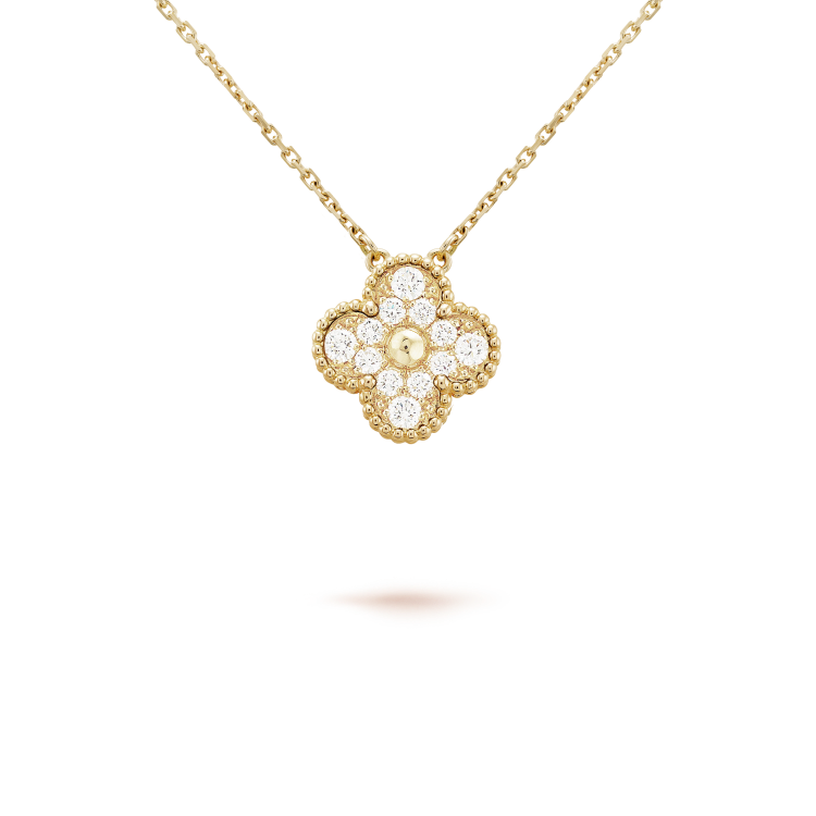 [Radiant Gem]¯CLOVER 15MM DIAMOND SINGLE FLOWER NECKLACE