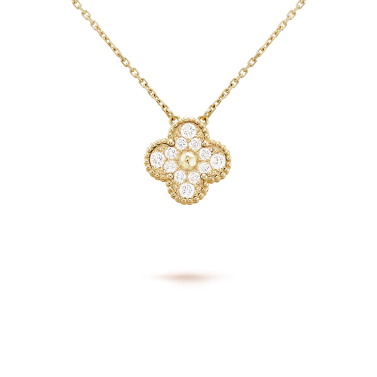 [Radiant Gem]¯CLOVER 15MM DIAMOND SINGLE FLOWER NECKLACE