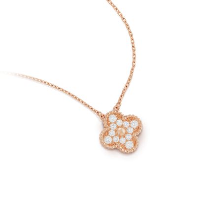 [Radiant Gem]¯CLOVER 15MM DIAMOND SINGLE FLOWER NECKLACE