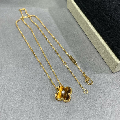 [Radiant Gem]¯CLOVER 15MM DIAMOND AND YELLOW TIGER'S EYE AGATE necklace