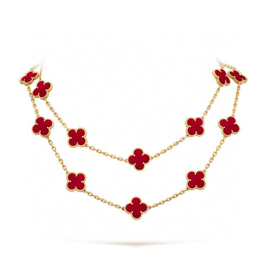 [Radiant Gem]¯CLOVER 20 MOTIFS CARNELIAN NECKLACE