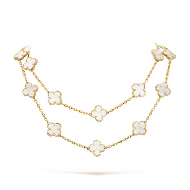 [Radiant Gem]¯CLOVER 20 MOTIFS WHITE MOP NECKLACE