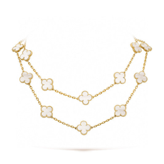 [Radiant Gem]¯CLOVER 20 MOTIFS WHITE MOP NECKLACE