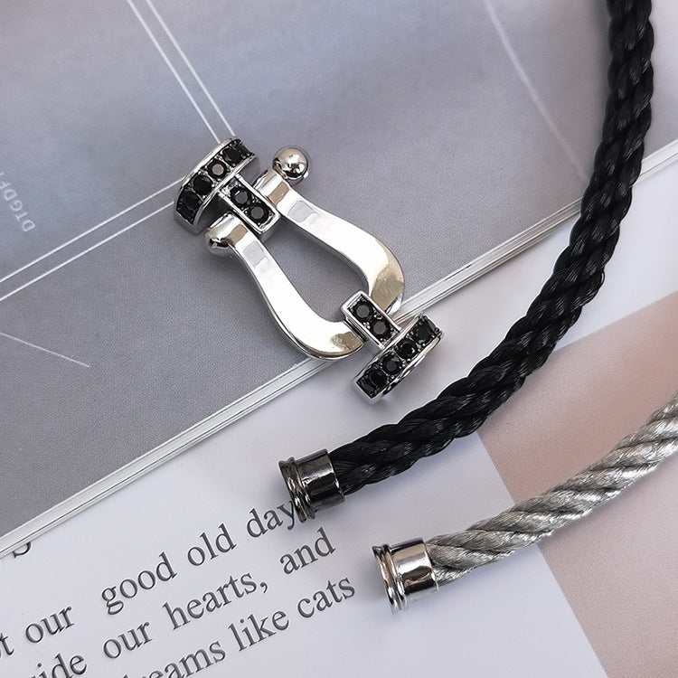 [Radiant Gem]¯FORCE LARGE HORSESHOE BLACK DIAMOND BRACELET SILVER