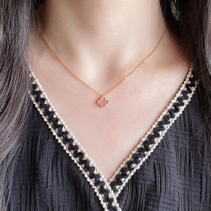 [Radiant Gem]¯CLOVER 15MM PINK MOTHER-OF-PEARL SINGLE FLOWER NECKLACE