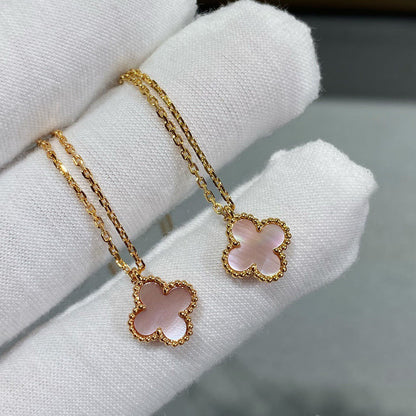 [Radiant Gem]¯CLOVER 15MM PINK MOTHER-OF-PEARL SINGLE FLOWER NECKLACE