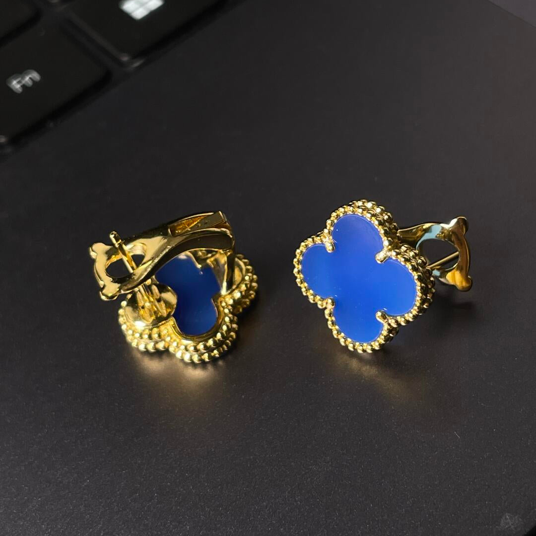 [Radiant Gem] CLOVER LARGE (20mm) 1 MOTIFS BLUE MOP STUD EARRINGS